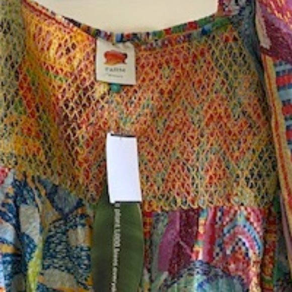 Farm Rio Summer Tapestry Smocked Minidress Artsy Tropical Cottagecore Dopamine - Picture 11 of 13